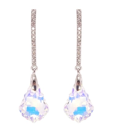 Серьги-подвески с крупными кристаллами Swarovski
